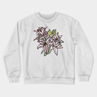 Lily Flowers Color Line Drawing Crewneck Sweatshirt